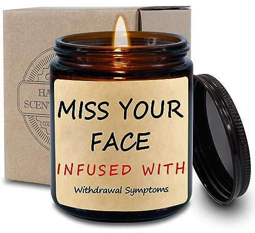 Arhalulu Kerzen für Zuhause, Miss Your Face, Vanille-Duftkerze, Langstreckenbeziehungsgeschenk, Geschenk zum Denken an dich, lustige Freundschaftskerze, Geschenke für Frauen, beste Freundin, Kollegin