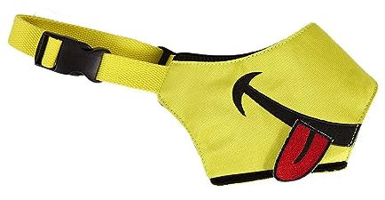 AISHANBAIHUODIAN Mit Hund Anti Soft Outdoor Cartoon Maulkorb Hunde Lustige Zähne Verstellbare Abdeckung Bequeme Passform for Mund Barriere Haustier Hund Anti Biss Bellen (Color : Yellow, Size : S)