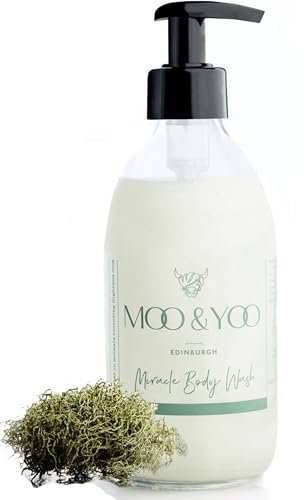 Moo & Yoo Miracle Body Wash - Marula Oil & Icelandic Moss - Natural Body Wash - Moisturising Shower Gel - Vegan & Cruelty Free - 250ml Recyclable Glass Bottle