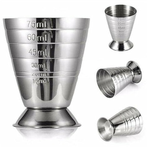 Verre doseur en métal de 75 ml avec doseur pour shot once, mélange de 1 à 5 cuillères à soupe, 15 à 75 ml, cocktail/bécher