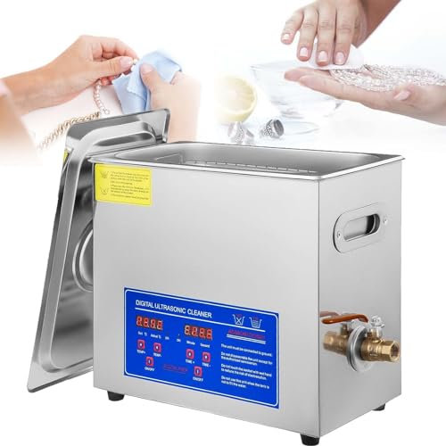 JINGEDD Digital Ultra Sonic Cleaner,304 Edelstahl -Schmuckreiniger Mit Digitalem Display -Timer Und WäRmesteuerung FüR Haushalt,Schmuck,Waren,GläSer,MüNzen,Metallteile,6L