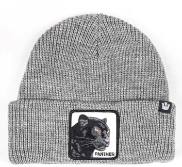 Goorin Bros. Cappello Cappelli Animali Cuffia con Risvolto Beanie Panther Pantera Grigio