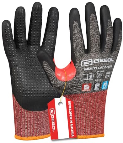 Gebol Multi Cut F Plus Schnittschutzhandschuhe, Gr. 12/XXXL, Touchscreen | Für Werkstatt, Glas- & Metallhandhabung, zuverlässiger Schutz vor Klingen, feines Tastgefühl, flexibel