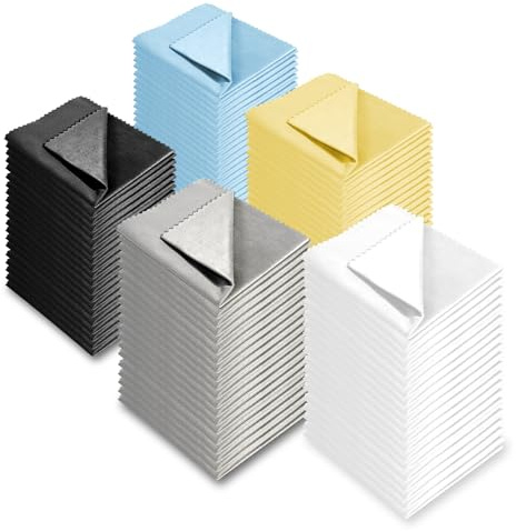 AAwipes Brillenputztuch, Brillentücher, 14 x 14 cm, 100 Stück, 5 Farben | Für Brillen, Objektive, Telefone, Bildschirme, Kamera, Besteck, empfindliche Oberflächen, Großpackung, ohne Logo (V1595)