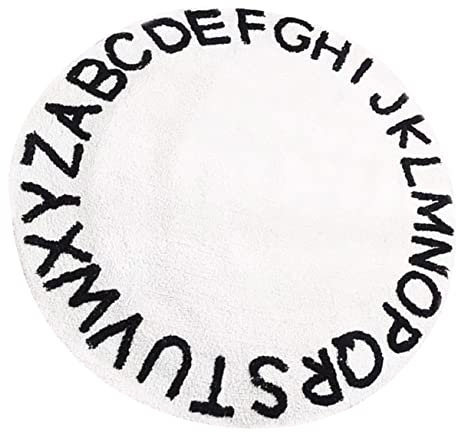 Cabilock Runder Teppich für Kinderzimmer, Alphabet 26 Buchstaben, Polyester