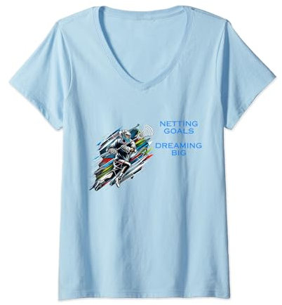 Tore schießen, groß träumen - Lacrosse Apparel T-Shirt mit V-Ausschnitt