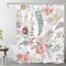 LB Rosa geblümt Duschvorhang 150x180cm(BxH) Ästhetische Blume mit Blättern Antischimmel Wasserdicht Badezimmer Vorhänge, Cottagecore-Pflanzen Kurz Polyester Stoff Bad Vorhang mit Haken