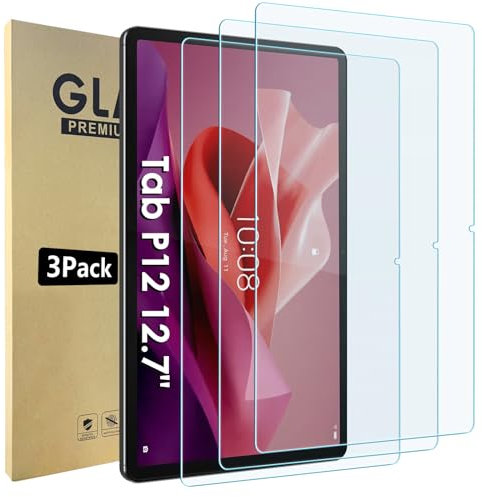 Bigqin 3 Piezas Pantalla de Protector Compatible Con Lenovo Tab P12 12.7, 2.5D Bubble Free/HD/Anti-Huella Cristal Templado Compatible con Lenovo Tab P12 12.7