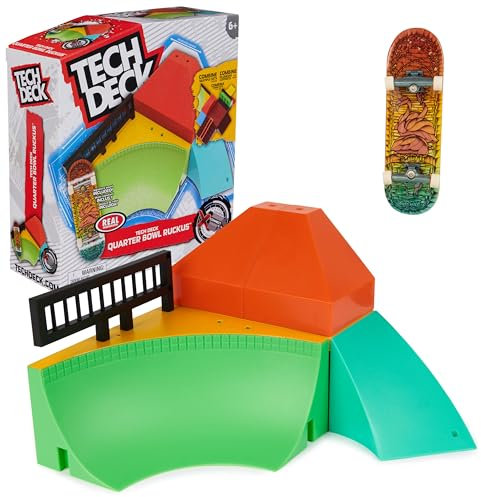 Tech Deck X-Connect-Rampenset - Quarter Bowl Ruckus, Rampenset mit authentischem Finger-Skateboard der Marke Real und Zubehör, Rampe beliebig umbaubar, ab 6 Jahren