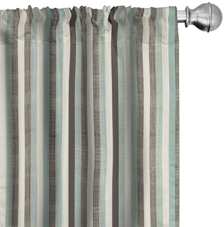 ABAKUHAUS Retro Vorhänge 2er-Pack, Klassische vertikale Streifen-Gewebe-Beschaffenheits-Bild-altmodische Anzeige, 4 Stück 75 cm x 245 cm, Mandelgrün Braun Creme