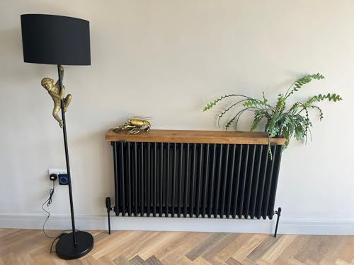 INDUSTRIAL WOODWORK Radiator Shelf with Brackets 15cm Deep | Handmade in UK | Wooden Wall Shelves Solid Wood Dark Oak Finish Radiator Cover (40cm)