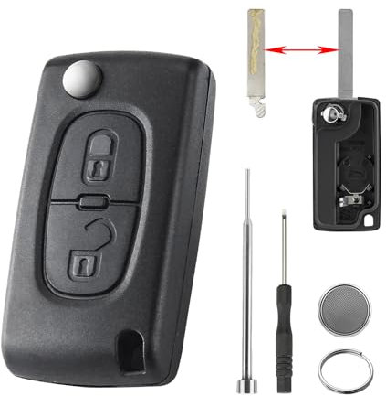 CE0536 Key Fob Replacement for Citroen Berlingo Key Fob 2 buttons For Citroen C2 C3 Key Peugeot Partner Van Key Cover For Peugeot 407 3008 207 308 307 807 Key Case Fob with Pin Removal Tool Battery