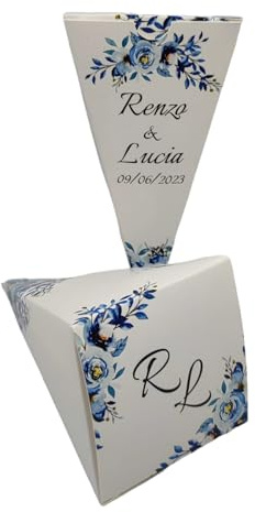 Pz 24 Cono Portariso Matrimonio Personalizzato, Cono Portariso Chiuso Matrimonio Personalizzato, Personalizza e seleziona la quantità desiderata. (Matrimonio 10)