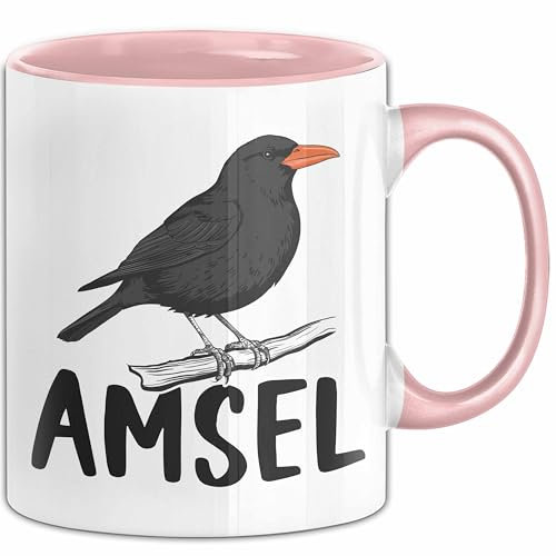Amsel Vogel Tasse Geschenk Vogelbeobachter Ornithologe Biologe (Rosa)