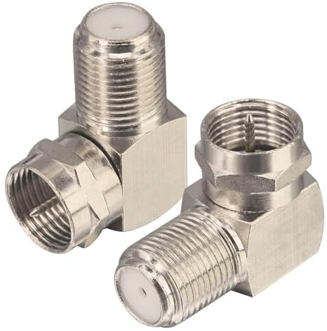 DUTTY Coaxial Cable ，Right Angle Connector F Type Female to Male Adapter ，Right Angle F-Type Coaxial RG6 Adapter for Coax Cable and Wall Plates Coax 90 Degree 2 pcs
