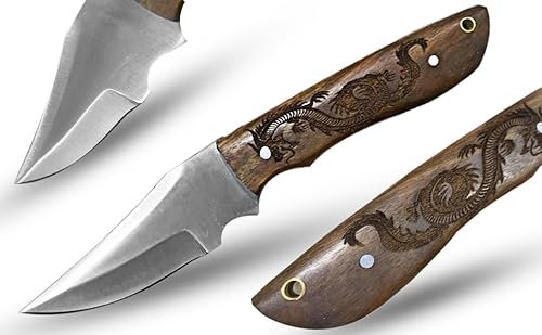 Novahaven Multifunktionales Viking Skinner Messer–Hochwertiges 3CR13 Edelstahl Taschenmesser,Fleischmesser,Allzweckmesser mit lasergraviertem,Ideal für Küche, Camping und Outdoor (Dragon engraving)