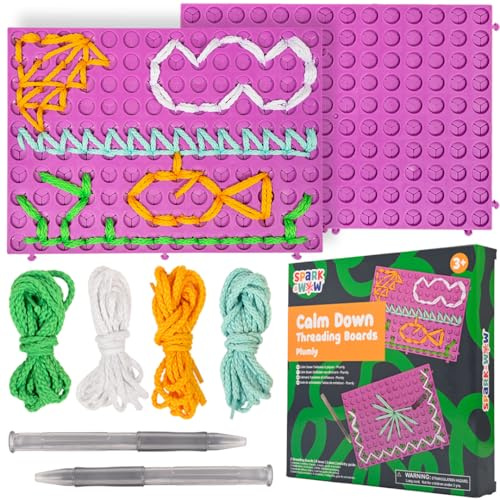 Spark & Wow Calm Down Threading Boards | Plumly | Set of 2 | Sensory Activity Board | Autism Toys for Play Therapy | ADHD Toys for Sensory Play