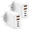 2Pack iPhone Fast USB C Plug,5-Port Multi PD 3 USBC+QC 2 USBA Charging Power Adapter Cube Brick Block,Type C Wall Charger for Apple iPhone 16 Pro Max/15 Plus/14 Pro/13/12 Mini/11, XS/XR/X/iPad/Samsung