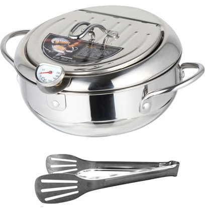 Mobestech 1 Satz Friteuse Digital Für Herd-fritteuse Mit Korb Omelette Wok Liner Luft Bindestrich Kochen Kleine Fritteuse Ninja Brenner Groß Grill Konvektion Silver Rostfreier Stahl