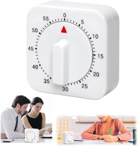 60 Minuten Eieruhr Mechanisch,Kurzzeitwecker Küche mit Lauter Alarm Weiß,Küchenwecker Keine Batterien Erforderlich,Kurzzeitwecker Mechanischer für Kochen,Backen,Lernen Zeitmanagement Werkzeug