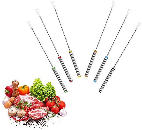 Toasting Forks - 6 PCS Telescoping Toasting Kits Sticks, BBQ Smores Skewers,Campfire Roasting Sticks & Hot Dog Fork Tool Fruit Meat Fork Stainless Kitchen