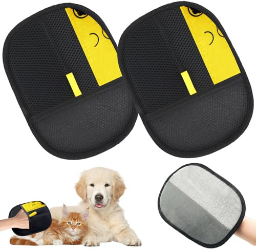 Pipihome Fellmagnet, 2 Stück Tierhaarentferner Handschuh, Fell Magnet Handschuh für Hunde & Katzen, Doppelseitige Katzenbürste Handschuhe, Pet Hair Remover Für Kleidung, Sofas