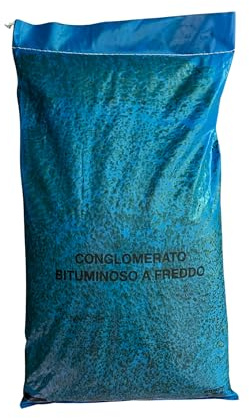 Asfalto a Freddo Stradale Conglomerato Bituminoso per Riparazione di Buche su Strada e Marciapiedi Pronto all'uso 25kg