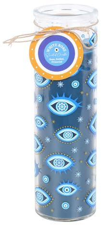 All Seeing Eye White Rose Candle | Mystical Tube Candle | 55 Hour Burn Time | Celestial Scented Gift | Spiritual Decor