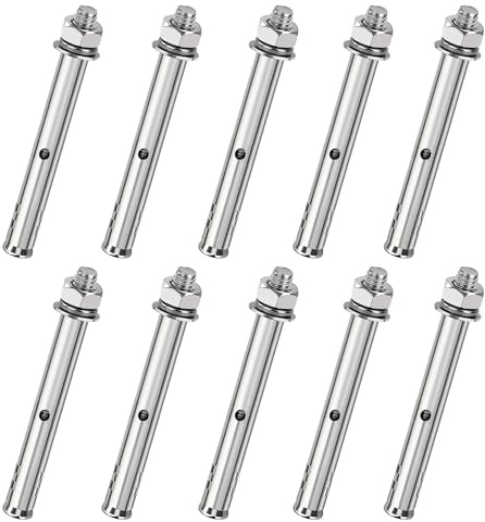 Songella Schwerlastdübel Sechskant Dehnschraube M10*100mm Edelstahl Expansionsschraube für Inneneinrichtung Wandbau Anlagenbau 10 Stück
