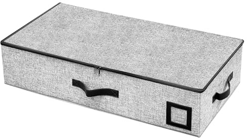 Gabbrielli Home & More Unterbettkommode – 1200D Leinen, faltbar & stabil, Deckel, Reißverschluss, Seiten mit Kunststoffplatten verstärkt, ideal für Kleidung & Bettwäsche, Grau