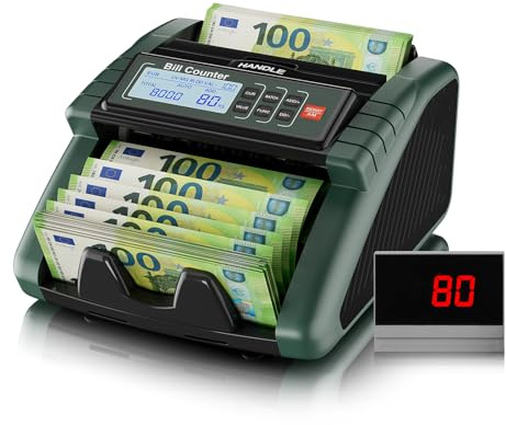 AL1000 Geldzählmaschine, UV/MG/IR/DD Falschgelderkennung, Wertzählung & Batch & Additions Funktionen, LCD-Display, 1200 Banknoten/Min., Unterstützt Mehrere Währungen, Dunkelgrün