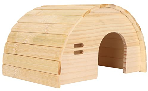 Yctze Hamster-Holzhaus – Gewölbtes Holzversteck für Hamster, Zwerghamster und Meerschweinchen – Sicheres, Komfortables und Geräumiges Haustierhaus aus Holz