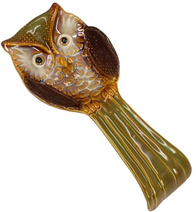 MOTHNUR Ceramic Owl Spoon Rest Embossed Relief Design, Kitchen Spoon Holder and Stand for Dinner Table Decoration, Random Style Creative Utensil Rest for Home and Restaurant