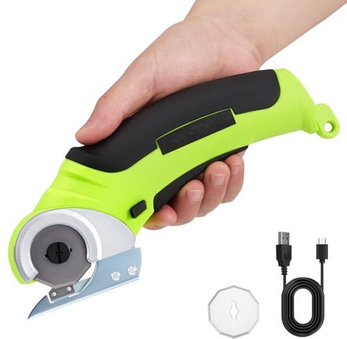 Taglierina per cartone senza fili, 4,2V 240 giri/min, taglierina rotativa con 2 lame autoaffilanti, taglierina rotativa elettrica per cartone, pelle, tessuto, tappeto fino a 6 mm