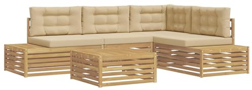vidaXL 5 Stück Outdoor-Sofagarnitur Polyester Weiß, Garten, modernes Outdoor-Sofa, Eckmöbel, gemütliche Lounge-Set, langlebige Terrasse, chillige Sitzgelegenheit