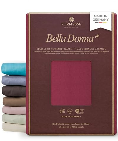Bella Donna Jersey 120/200-130/220 0030 - Bordeaux | FORMESSE Farbe Bordeaux; 120x190-130x220cm, bis 30cm; 97% Baumwollzwirn, 3% Elastan; Aloe vera&Arganöl, intensive Farben