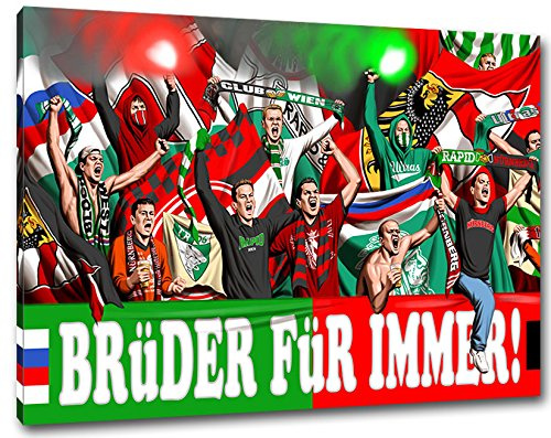 Ultras Rapid & Nürnberg Freundschaft Format: 80x60, Bild auf Leinwand XL, fertig gerahmt