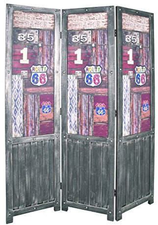 HAKU Möbel Paravent Motiv, Vintage, MDF - Maße: B 130 cm x H 180 cm x T 3 cm, Style: Industrial