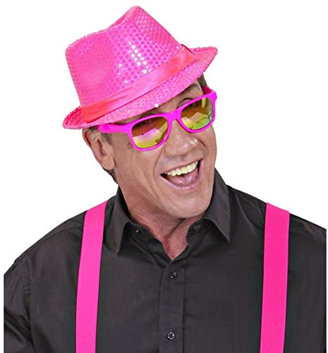 Party Pro 865090613 Melon Fluo Plastique 4 couleurs assorties Borsalino Sequins Fluo, Rose