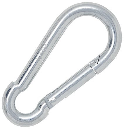 Feuerwehr-Karabinerhaken 10 x 100mm Stahl verzinkt 5 Stück Silber Karabiner DIN 5299 Karabinerhaken