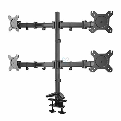 HFTEK - Monitor TV Halter Tisch-Halterung für 4 Bildschirme von 13 bis 27 Zoll – VESA 75/100 – HF49DB
