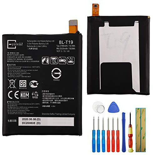 E-yiiviil BL-T19 Li-ion Replacement AKKU kompatibel für Google Nexus 5X H791 H790 2620mAh 3.8V with Installation Tools