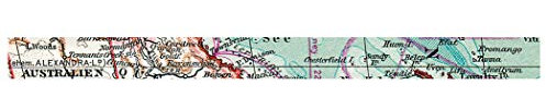 Ursus 590500169 - Masking Tape Map 2, ca. 15 mm x 10 m, Klebeband aus Reispapier, einseitig bedruckt, Lösungsmittel- und säurefrei, ideal für Kartengestaltung und Scrapbooking