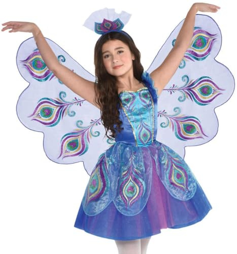 amscan Pfauen Kostüm Pretty Peacock für Mädchen | Blau Lila mit Flügeln