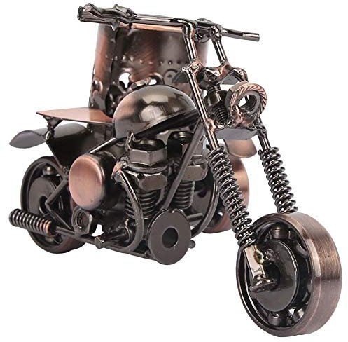 Portapenne per moto, modello di moto vintage fatto a mano, ruota mobile, decorazione del desktop, per la decorazione della scrivaniaDecorazioni per la casa desktop da ufficio, perfetto come