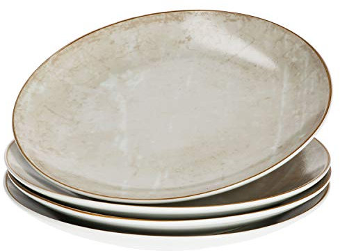 Van Well Loft 4er Frühstücks-/Dessert-/Kuchenteller-Set Industrial-Style I Ø 20,5 cm I Beigefarbener Kuchenteller I Industrieller Stil