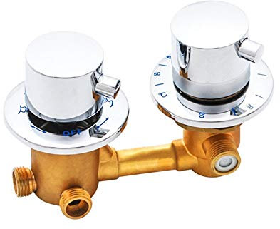 Miscelatore Termostatico Doccia, rubinetto caldo e freddo filettato 2/3/4 vie, valvola deviatrice doppia esposta per bagno, rubinetto a termostatico in ottone montato a parete ( Size : 4 out 14.5cm )