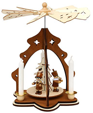 Deko-Geschenke-Shop Bergmann Pyramide mit 3 Figuren Bergmänner 26 cm für Kerzen 50343