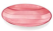 Zafferano Striche Plato de Postre de Porcelana, Diámetro 210 mm, Color Rosa, Apto para Lavavajillas Hasta 60°, Juego de 6 Piezas
