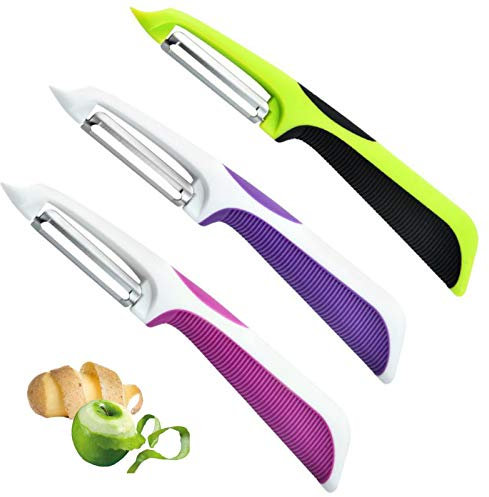 Pelador de Frutas Y Hortalizas Pelador Verduras Profesional Pelador de Paraverduras Patata Frutas MultifuncióN Pelador de Frutas y Verduras Adecuado Para Usuarios Diestros o Zurdos(3 Piezas)